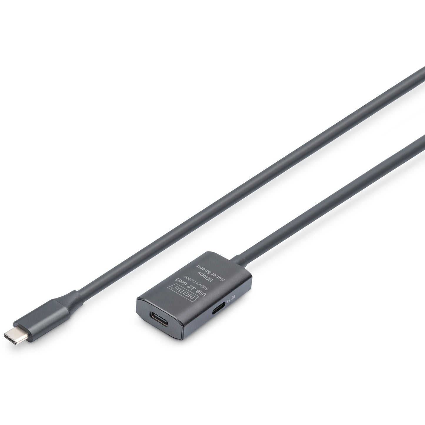 Digitus Active USB 3.2 Gen1 5G produžni kabel. USB-C na USB-C. 5m. 5m. USB C. USB C. USB 3.2 Gen 1 (3.1 Gen 1). 5 Gbit/s. Crni