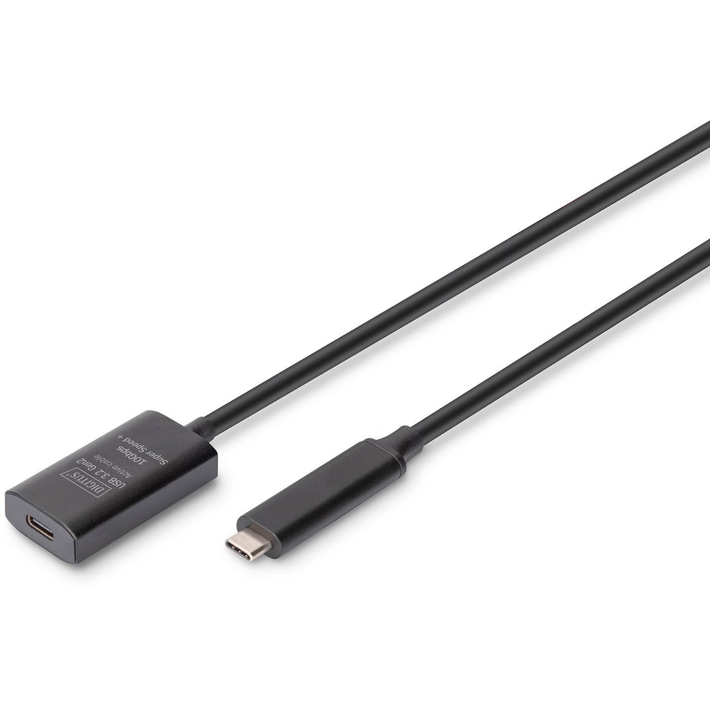 Digitus Active USB 3.2 Gen2 10G produžni kabel. USB-C na USB-C. 5m. 5m. USB C. USB C. USB 3.2 Gen 2 (3.1 Gen 2). 10 Gbit/s. Crni