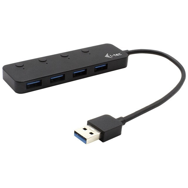 i-tec USB 3.0 metalni HUB sa 4 porta i pojedinačnim prekidačima za uključivanje/isključivanje. USB 3.2 Gen 1 (3.1 Gen 1) Tip-A. USB 3.2 Gen 1 (3.1 Gen 1) Tip-A. 5 Mbps. Crni. Plastični. USB