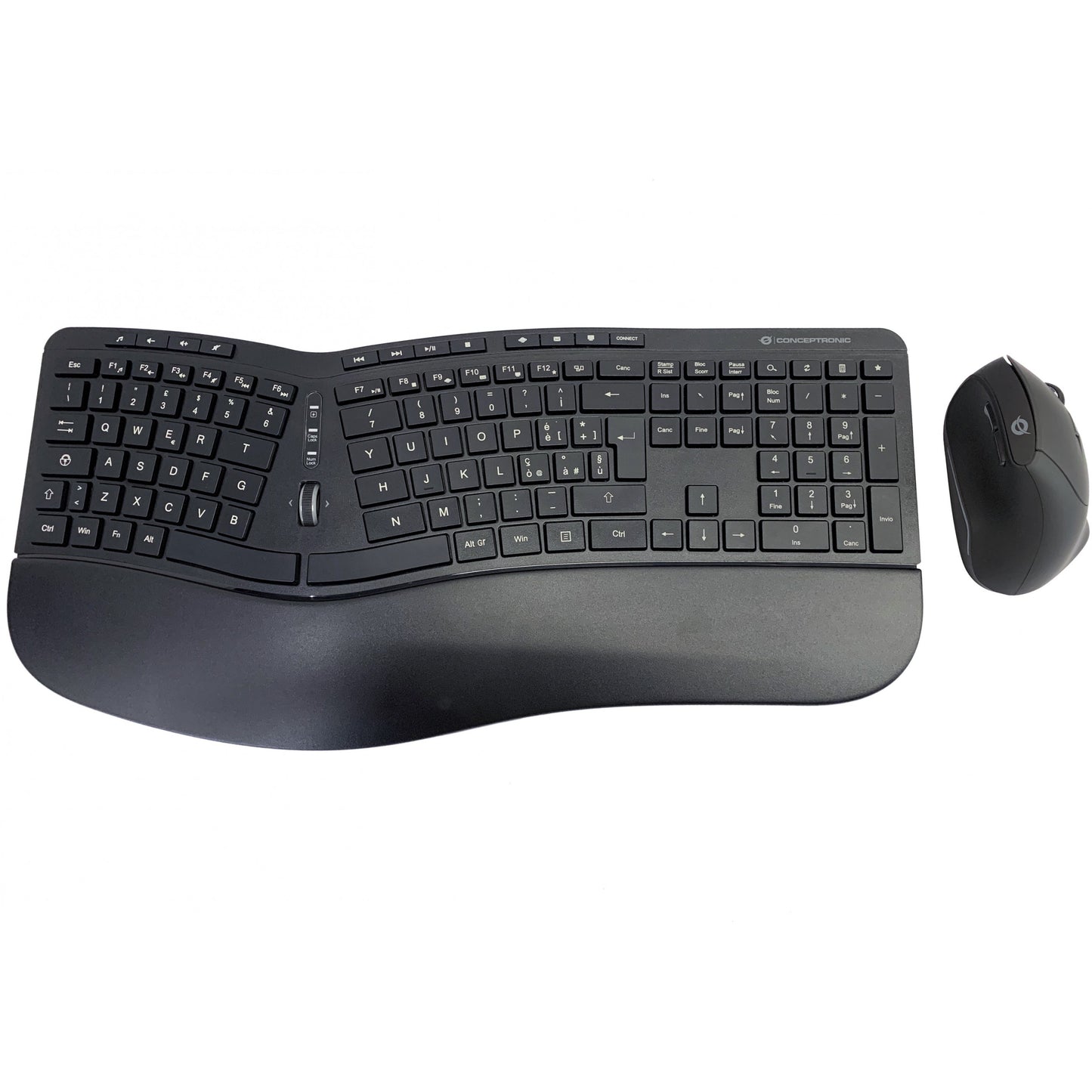 Conceptronic ORAZIO02IT. Puna veličina (100%). Bežični. RF bežični. QWERTY. Crni. Miš uključen.