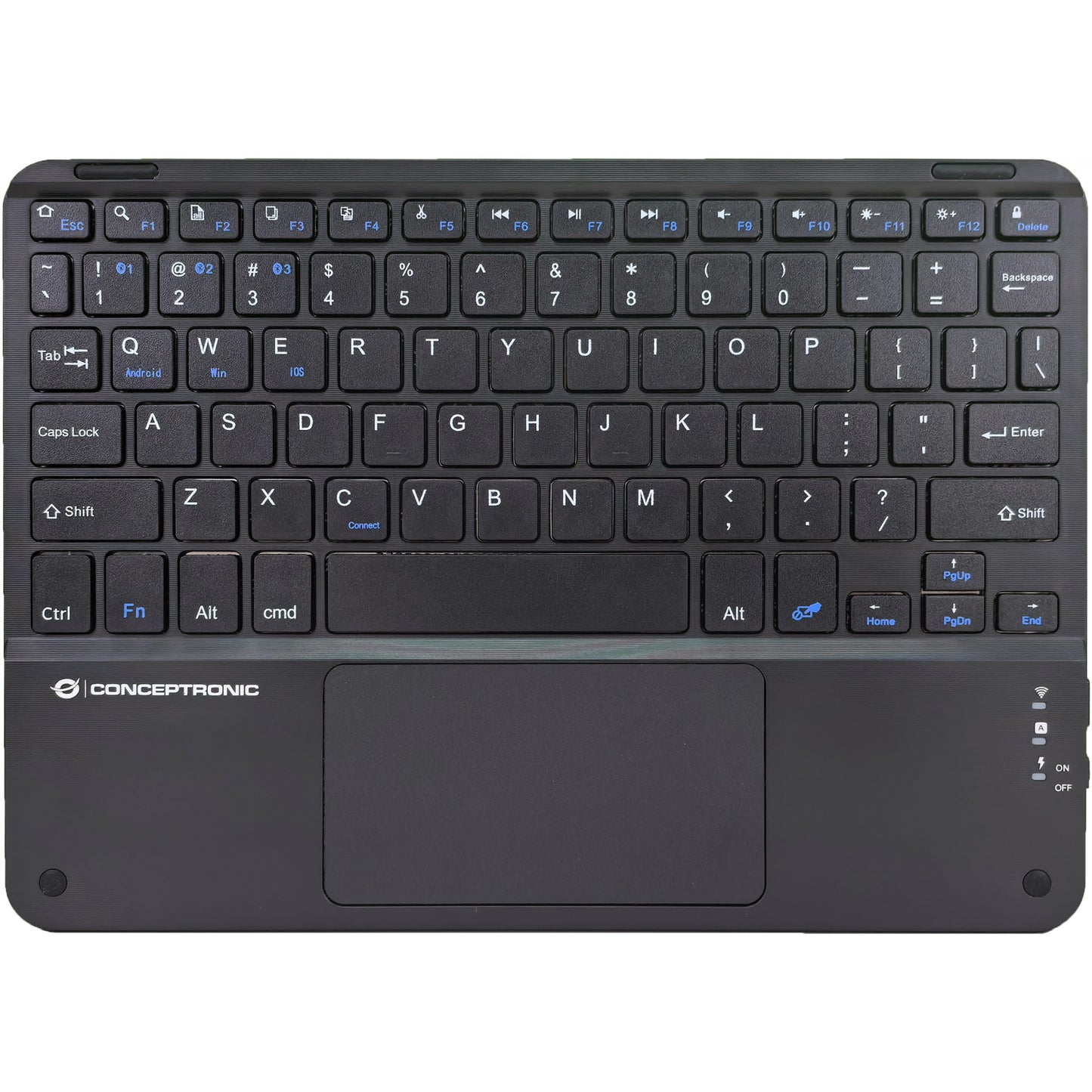 Conceptronic TOBIN01BUS 10-inčna Bluetooth tastatura sa touchpadom. QWERTY EN (SAD). Bežična tastatura (80-87%). Bežična. Bluetooth. QWERTY. Crna.