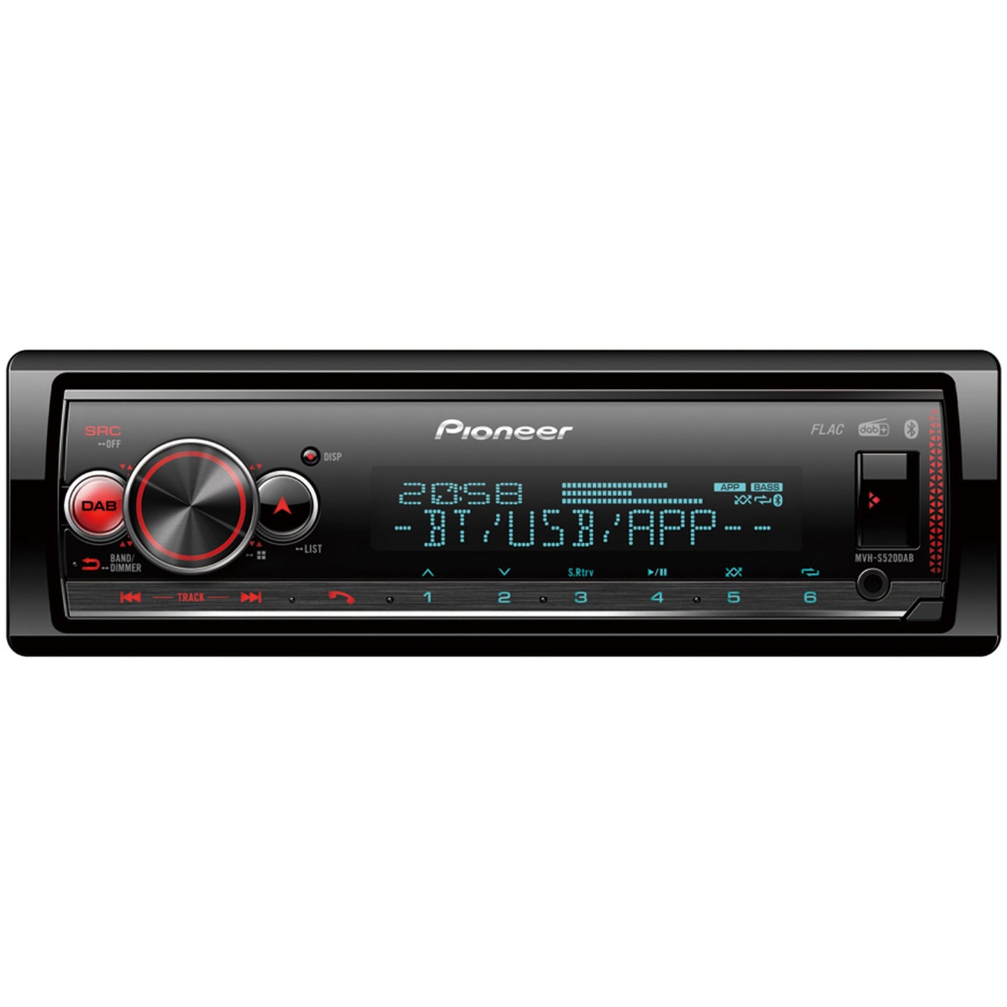 Pioneer MVH-S520DAB. Crni. 1 DIN. 200 W. 4.0 kanala. 50 W. Android.