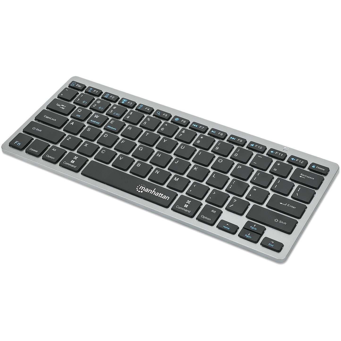 Manhattan 180559. Mini. Bežični. RF bežični + Bluetooth. Makazasti prekidač. QWERTZ. Crna. Siva.