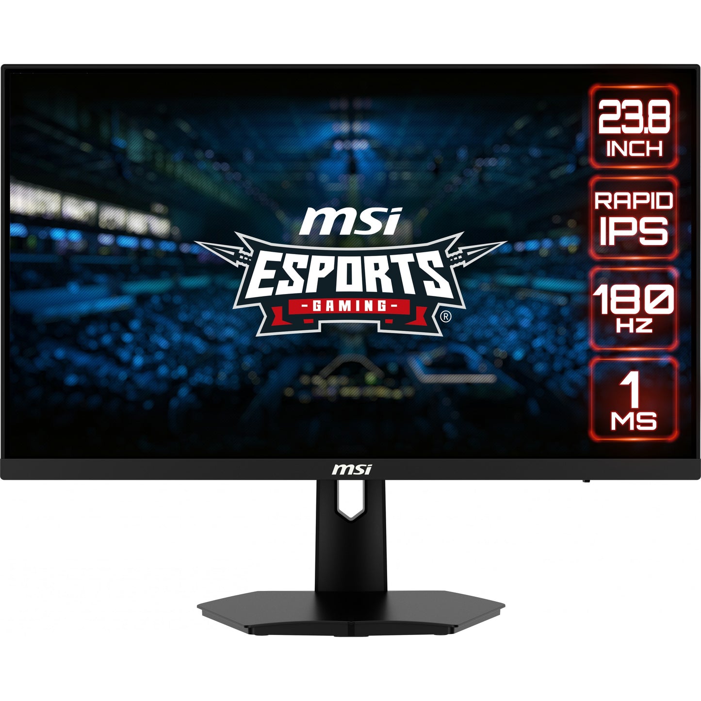 MSI G244F E2. 60,5 cm (23,8"). 1920 x 1080 piksela. Full HD. 1 ms. Crni