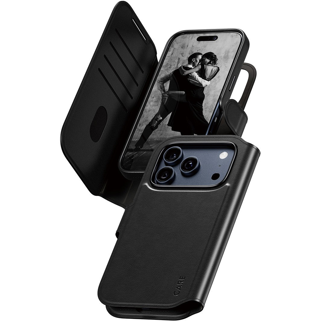 PanzerGlass CARE by ® Feature futrola Tango novčanik dva u jednom s MagSafe futrolom za iPhone 17 Pro. Futrola. Apple. Apple - iPhone 17 Pro. Crna.