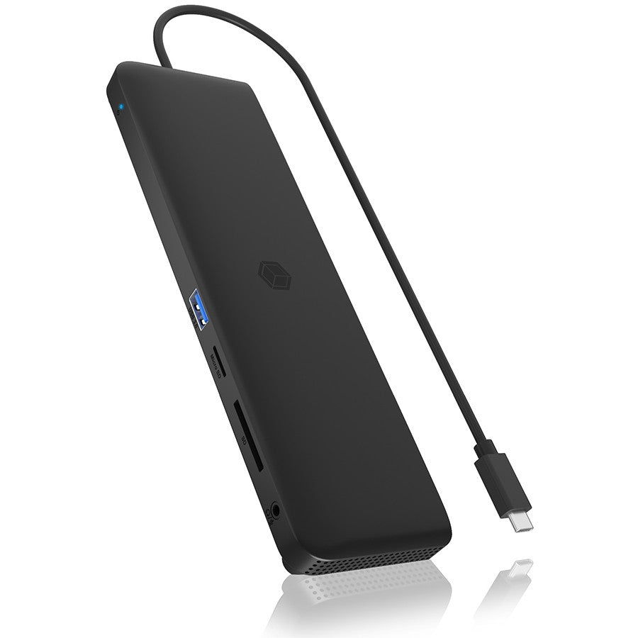 ICY BOX IB-DK2116-C. USB Type-C® priključna stanica za laptop sa trostrukim video izlazom. Priključivanje. USB 3.2 Gen 2 (3.1 Gen 2) Type-C. 100 W. 10, 100, 1000 Mbps. 10BASE-T. 100BASE-T. 1000BASE-T. Crna.