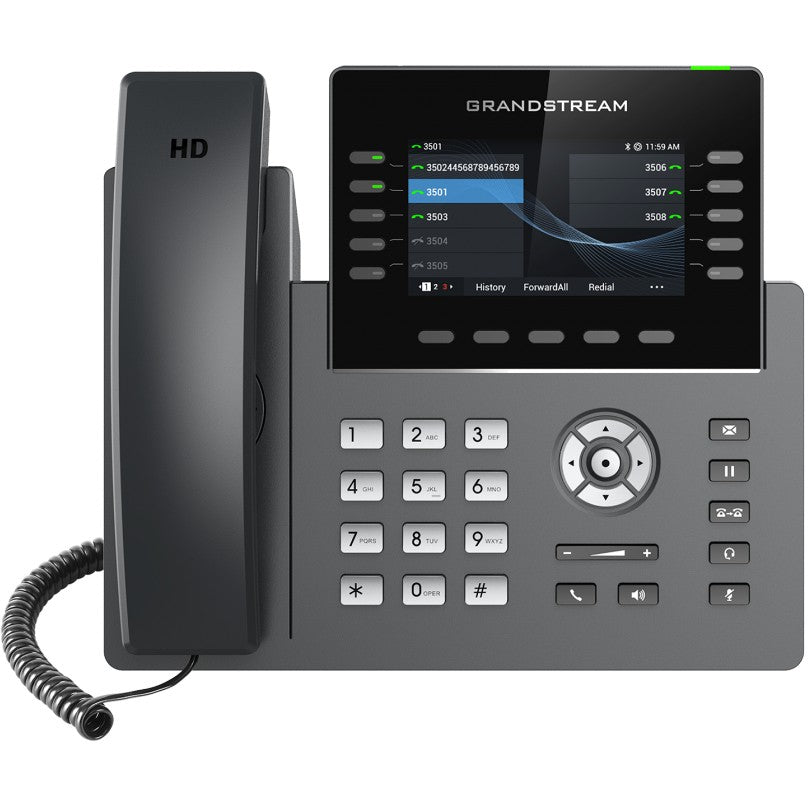 Grandstream Networks GRP2615. IP telefon. Crni. Sivi. Žični telefon. Montaža za sto/zid. Na frekvenciji. SIP informacije. 10 linija.