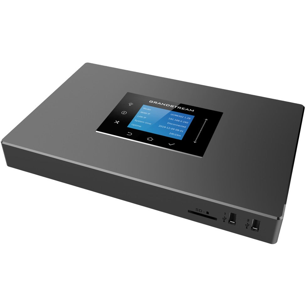 Grandstream Networks UCM6302. IP PBX (privatni i paketno komutirani) sistem. 1000 korisnika. Crni. SIP. TCP/UDP/IP. RTP/RTCP. IAX. ICMP. ARP. DNS. DDNS. DHCP. NTP. TFTP. SSH. HTTP/HTTPS. PPPoE.....SD. 100 - 240V