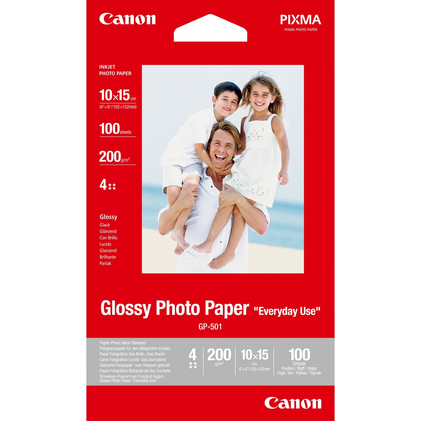 Canon GP-501 sjajni foto papir 10x15 cm - 100 listova. Sjajni. 210 g/m². 100 listova. 210 µm. 100 mm. 150 mm
