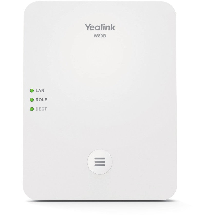 Yealink W80B. 1.8 - 1.9GHz. 300m. SNTP/NTP. VLAN. SIP v1. SIP v2. UDP/TCP/TLS. DHCP. HTTPS. SHA-256. SRTP. SSL/TLS. AJB. CNG. G.726. G.729. PLC. VAD. iLBC. Yealink W53H/W56H