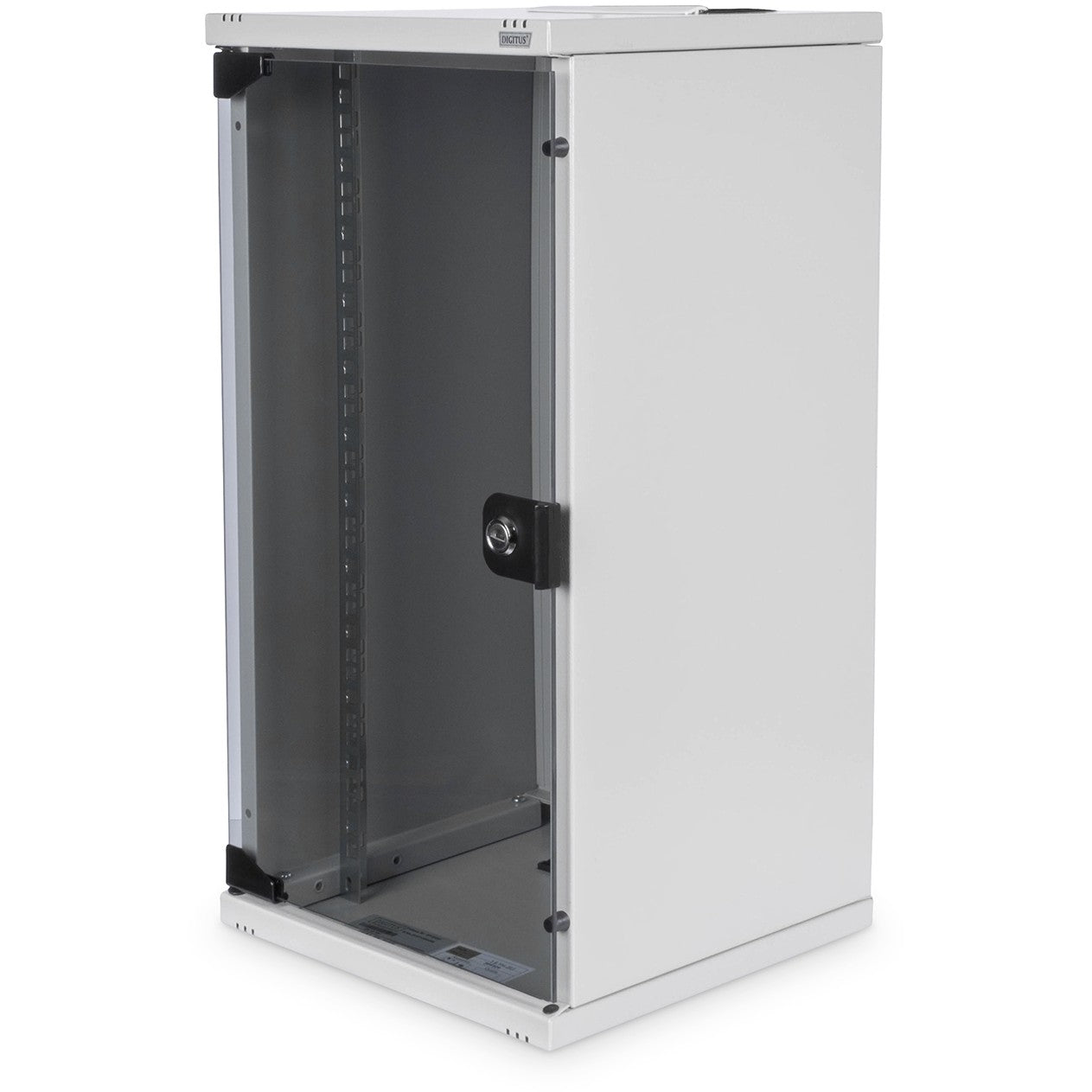 Digitus zidno kućište 254 mm (10") - 312 x 300 mm (Š x D). Zidna polica. 12U. 30 kg. Može se zaključati. Siva.