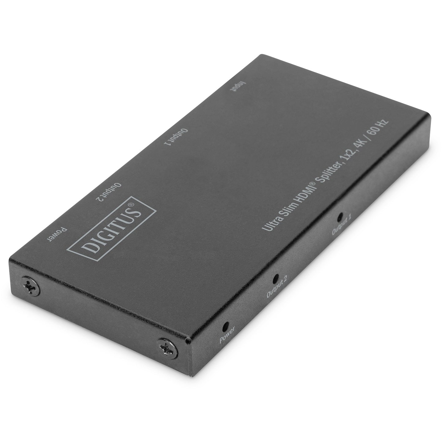 Digitus Ultra Slim HDMI® razdjelnik. 1x2. 4K / 60 Hz. HDMI. HDMI. 4096 x 2160 piksela. Crni. Metalni. 4K Ultra HD