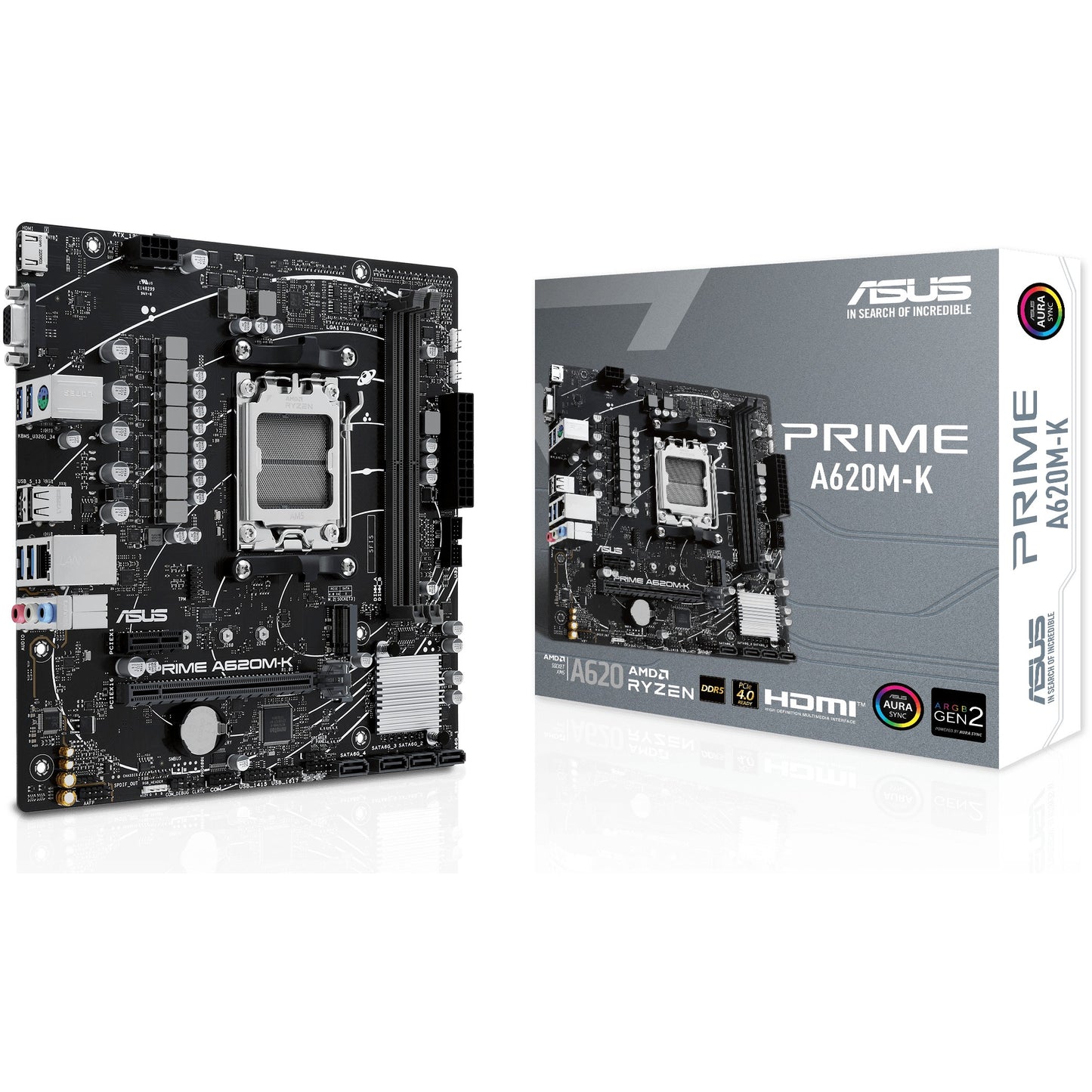 ASUS PRIME A620M-K. AMD. Podnožje AM5. AMD Ryzen 7000 serija. Podnožje AM5. DDR5-SDRAM. 96 GB