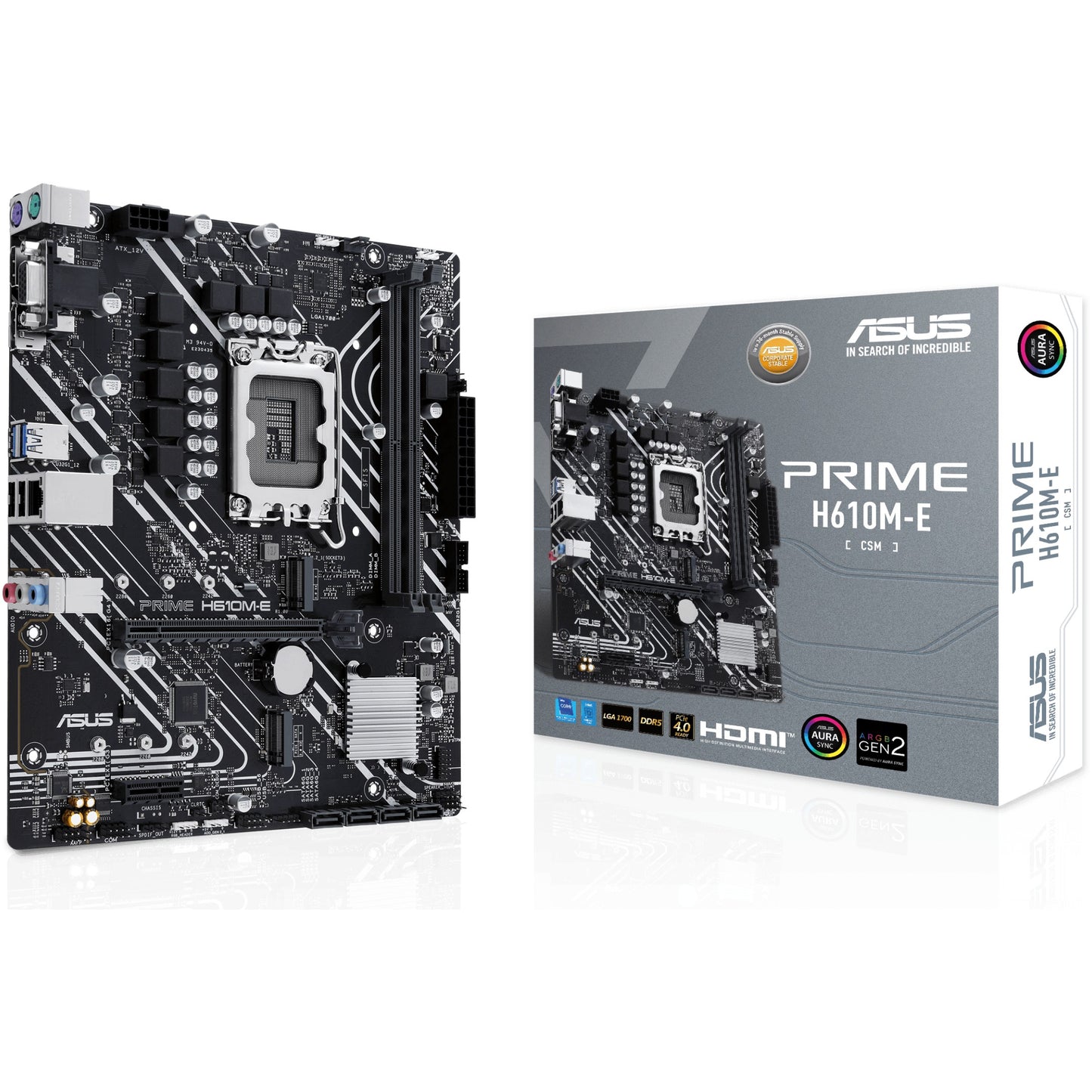ASUS PRIME H610M-E-CSM. Intel. LGA 1700. Intel® Celeron®. Intel® Core™ i3. Intel® Core™ i5. Intel® Core™ i7. Intel® Core™ i9..... LGA 1700. DDR5 SDRAM. 96 GB