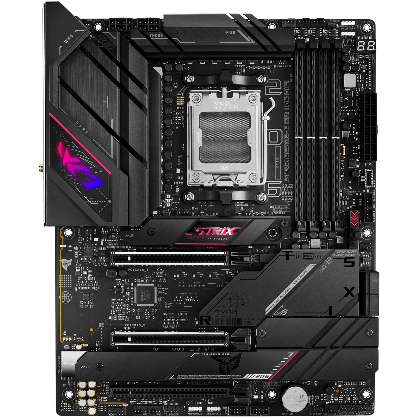 ASUS ROG STRIX B650E-E GAMING WIFI. AMD. Podnožje AM5. AMD Ryzen 7000 serija. Podnožje AM5. DDR5 SDRAM. 128GB