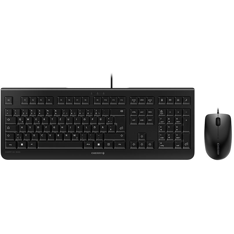 CHERRY DC 2000 Žični desktop set. Crni. USB (QWERTZ - DE). Puna veličina (100%). Žični. USB. QWERTZ. Crni. Miš uključen.