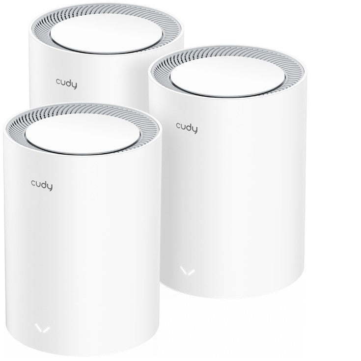 Cudy M3000 3-PACK. Siva. Bijela. Unutrašnji. Mrežasti sistem. Sa višesmjernim dijagramom zračenja. 603,8 m². Dvopojasni (2,4 GHz/5 GHz)