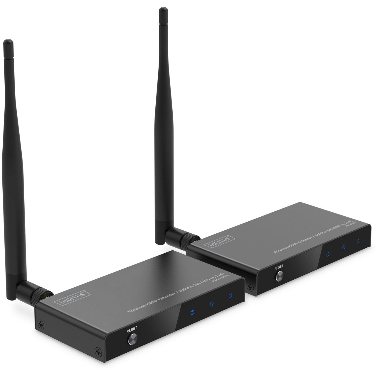 Digitus bežični HDMI produživač/razdjelnik (100 m, 1x4). 1920 x 1080 piksela. AV predajnik i prijemnik. 100 m. Bežični. Crni. HDCP.