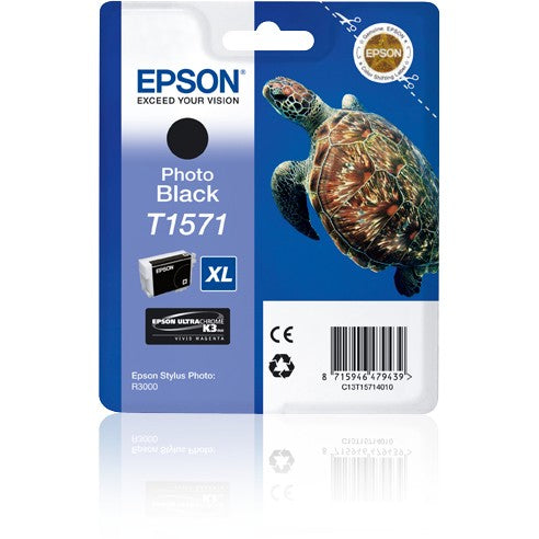 Epson Turtle T1571 Photo Black. Foto crna. Tinta na bazi boje. 25,9 ml. 1 komad.
