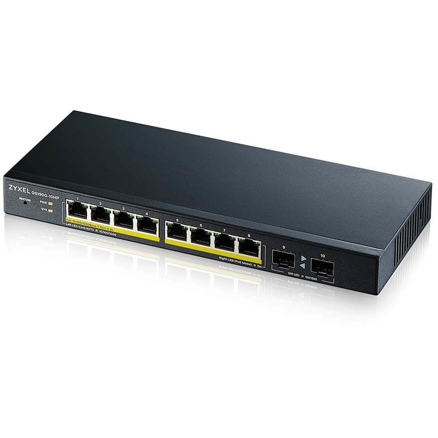 Zyxel GS1900-10HP. Upravljani. L2. Gigabit Ethernet (10/100/1000). Napajanje preko Etherneta (PoE). Montaža na zid.