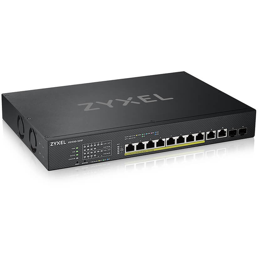 Zyxel XS1930-12HP-ZZ0101F. Upravljani. L3. 10G Ethernet (100/1000/10000). Napajanje preko Etherneta (PoE). Montaža u rack.