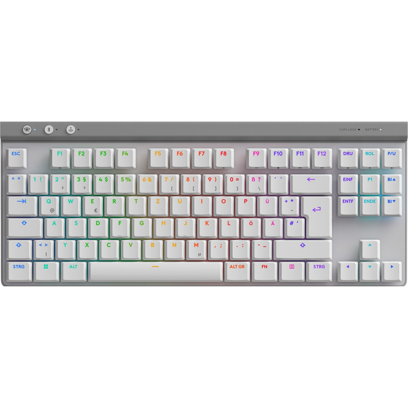 Logitech G G515 LIGHTSPEED TKL. Bežična. RF bežična + Bluetooth. Mehanička tastatura. QWERTZ tipka. RGB LED. Bijela.