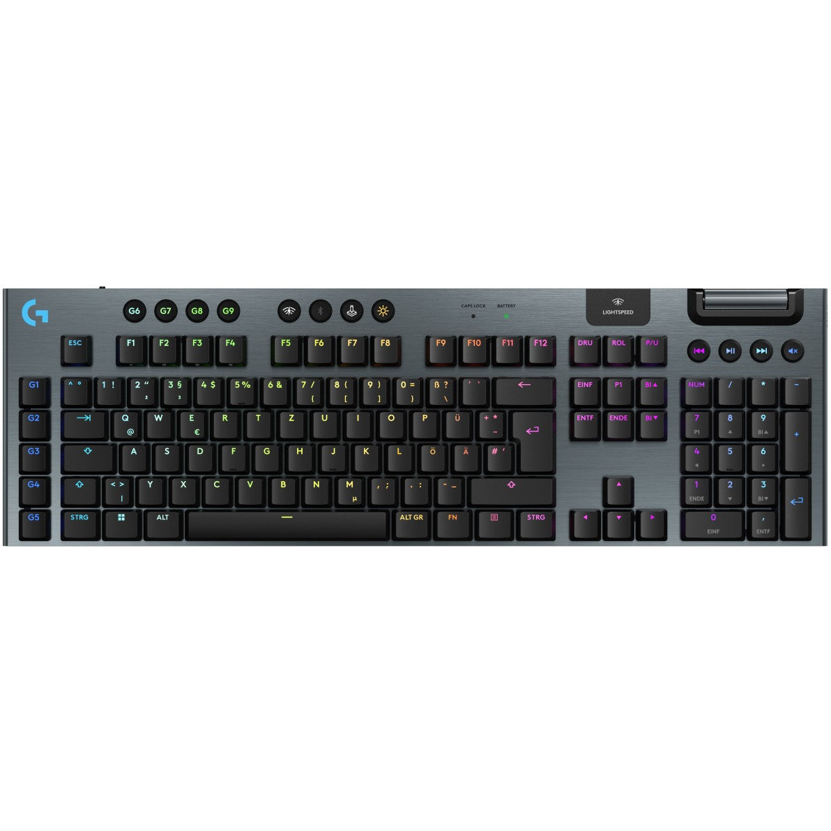 Logitech G G915 X LIGHTSPEED. Žični i bežični. RF bežični + Bluetooth. Mehanička tastatura. QWERTZ tipka. LED. Crna.
