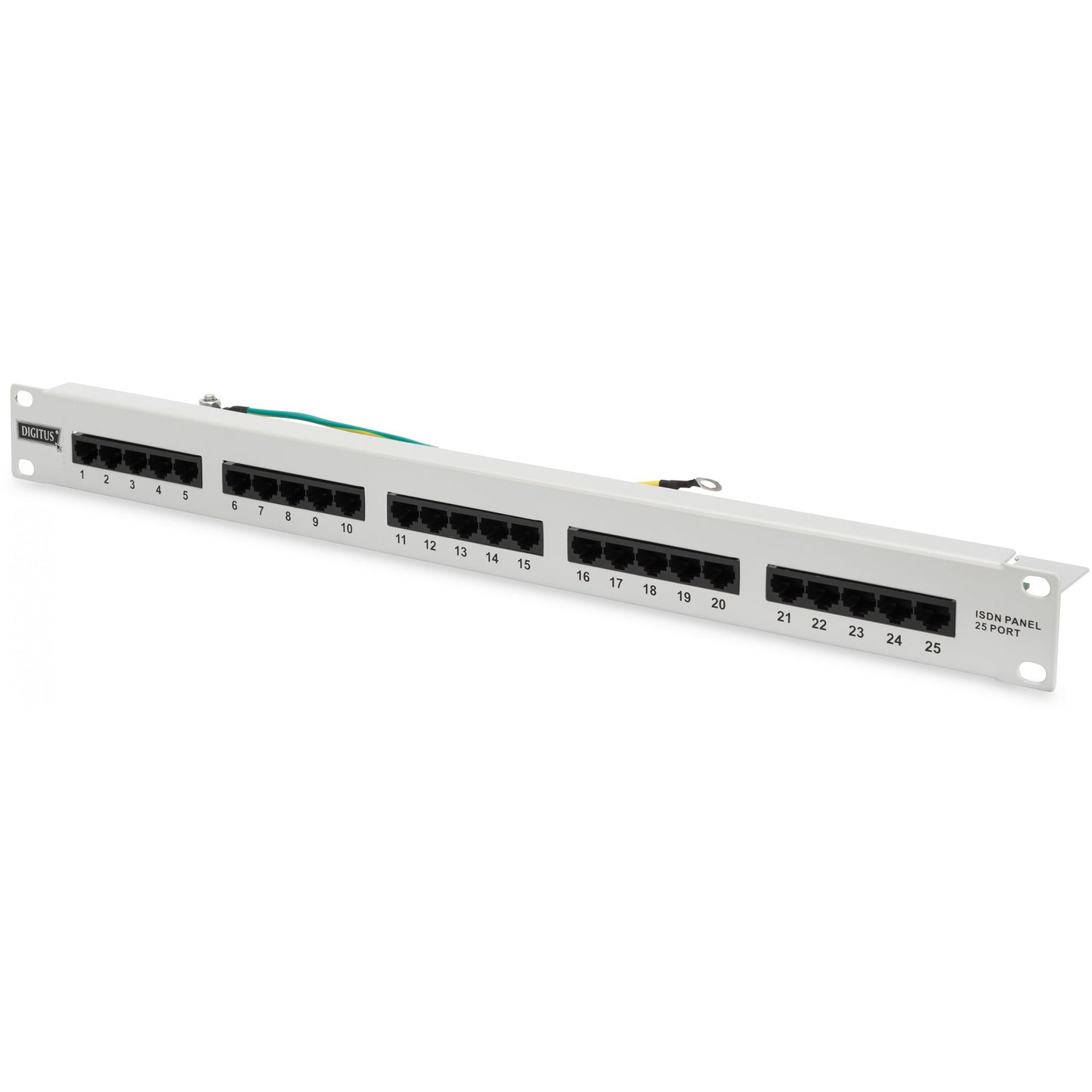 Digitus CAT 3 ISDN patch panel. Neoklopljen. RJ-45. Cat3. Siva. Montaža u rack. 1U. 55 mm