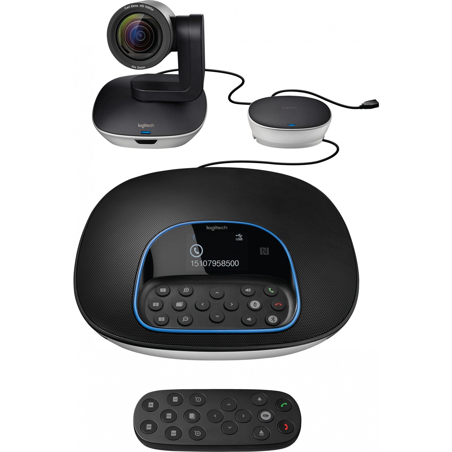 Logitech 960-001057. Sistem za grupne video konferencije. Full HD. 30 fps. 90°. 10x zum. Crna. Siva.