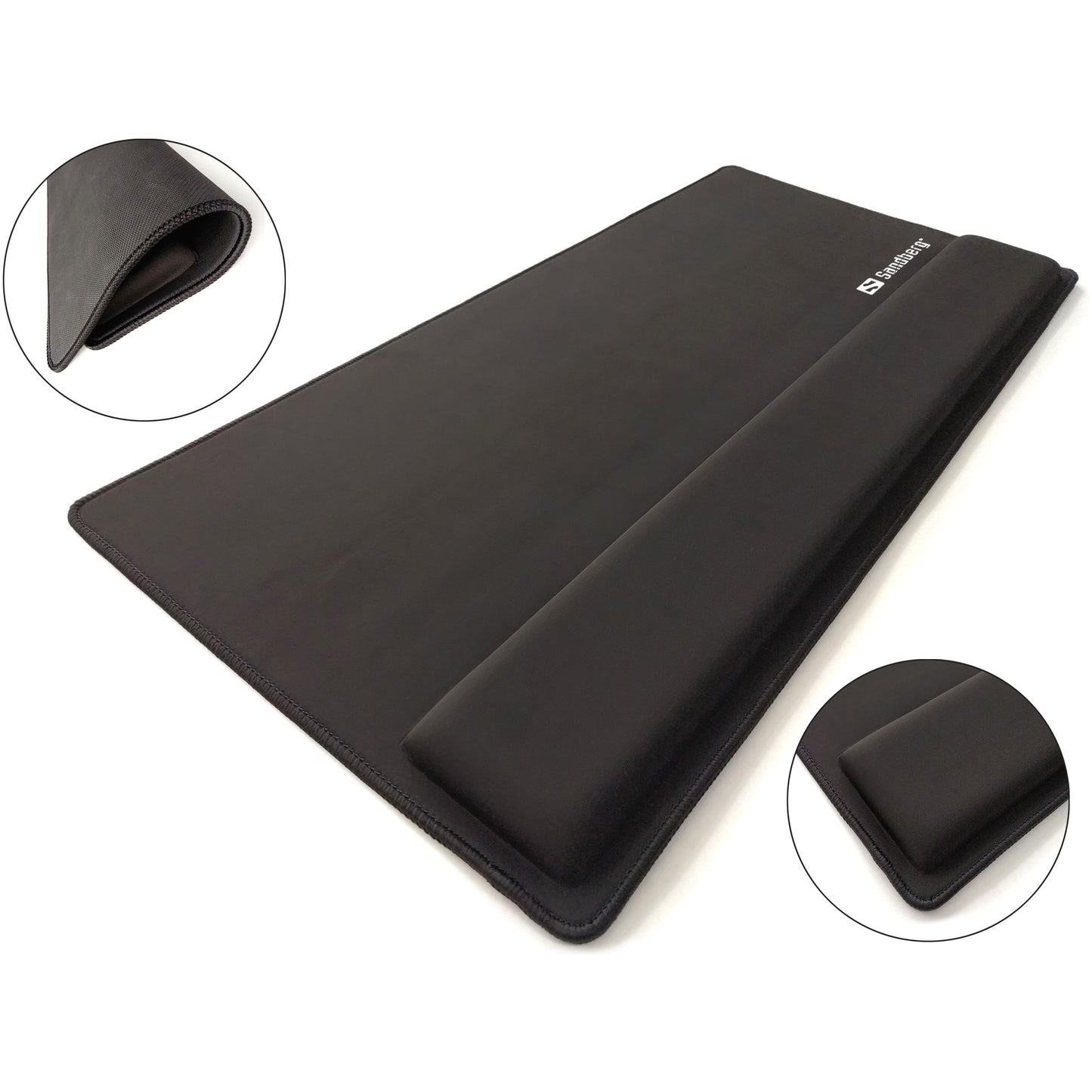 Sandberg Desk Pad Pro XXL. Crna. Jednobojna. Oslonac za zglob. Protivklizna baza. Podloga za gejmerski miš.