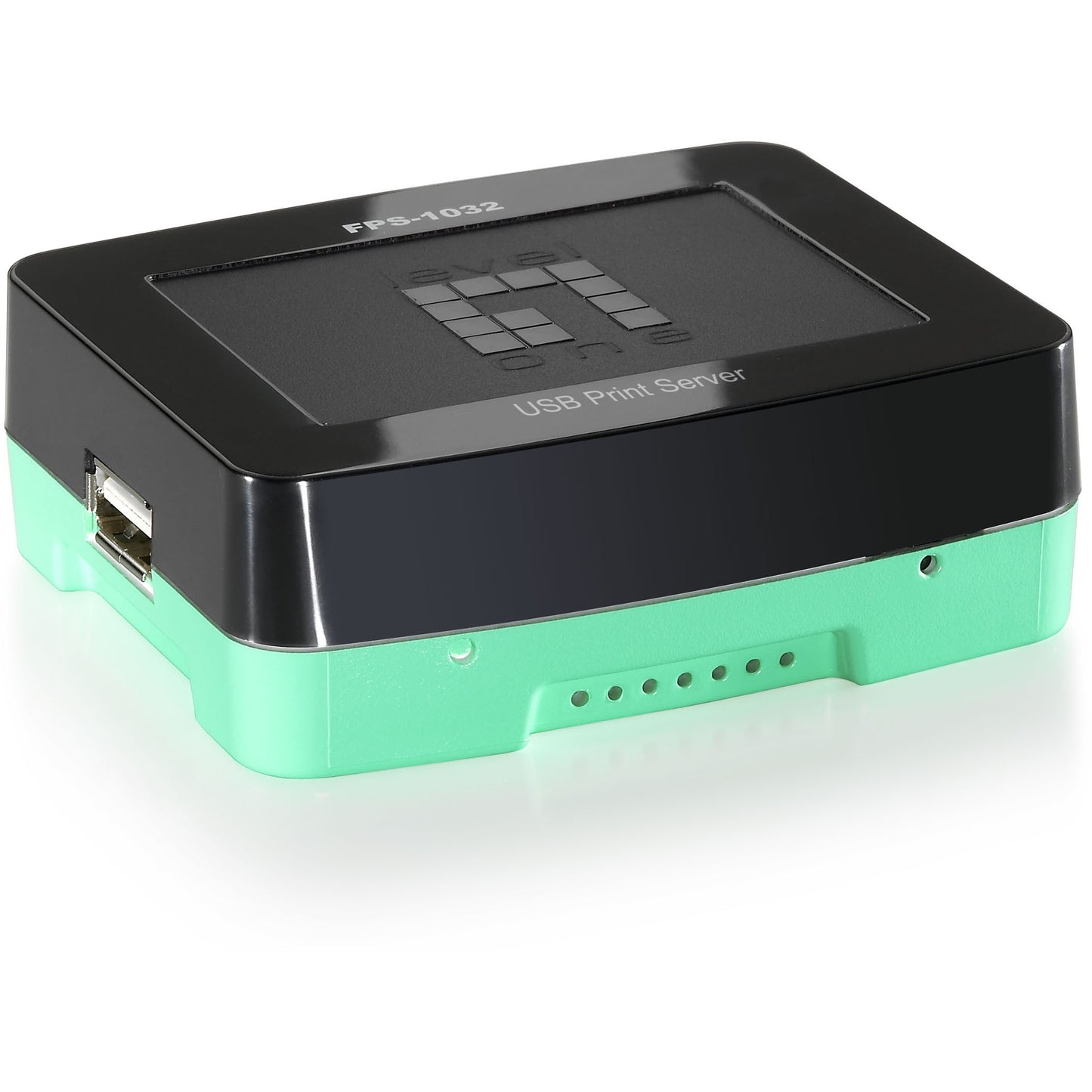 LevelOne USB server za štampanje (1 port). Crna. Zelena. Aktivnost. Veza. Performanse. Status. Tajvan. Ethernet LAN. IEEE 802.3. IEEE 802.3u. 10.100 Mbps