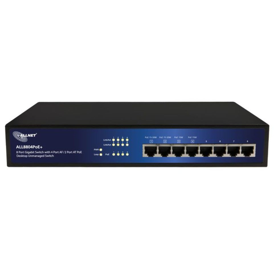 ALLNET ALL8804POE+. Neupravljan. L2. Gigabit Ethernet (10/100/1000). Napajanje preko Etherneta (PoE). Ugradnja u rack
