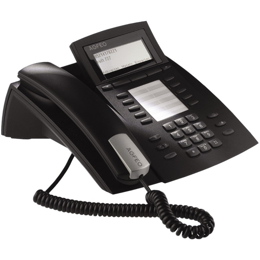 AGFEO ST 42 IP. IP telefon. Crni. Žičana slušalica. Montaža za sto/zid. 1000 unosa. 210 mm