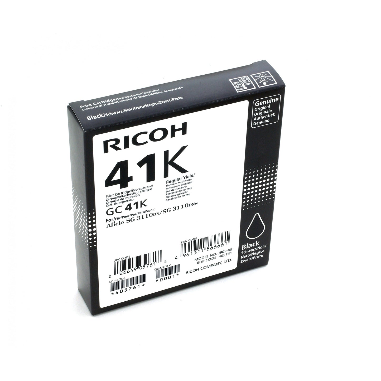 Ricoh 405761. Standardni prinos. Foto crna. Tinta na bazi boje. 1 komad.