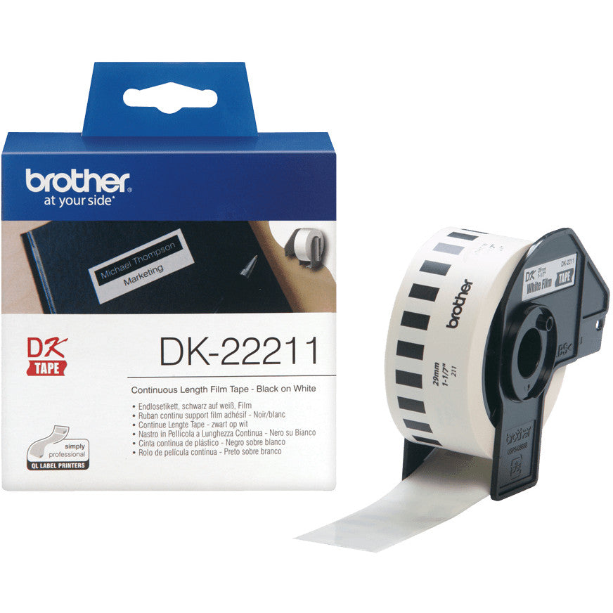 Brother DK-22211. Crna na bijeloj podlozi. 1 komad. DK. Crna. Bijela. Direktni termalni. Kina