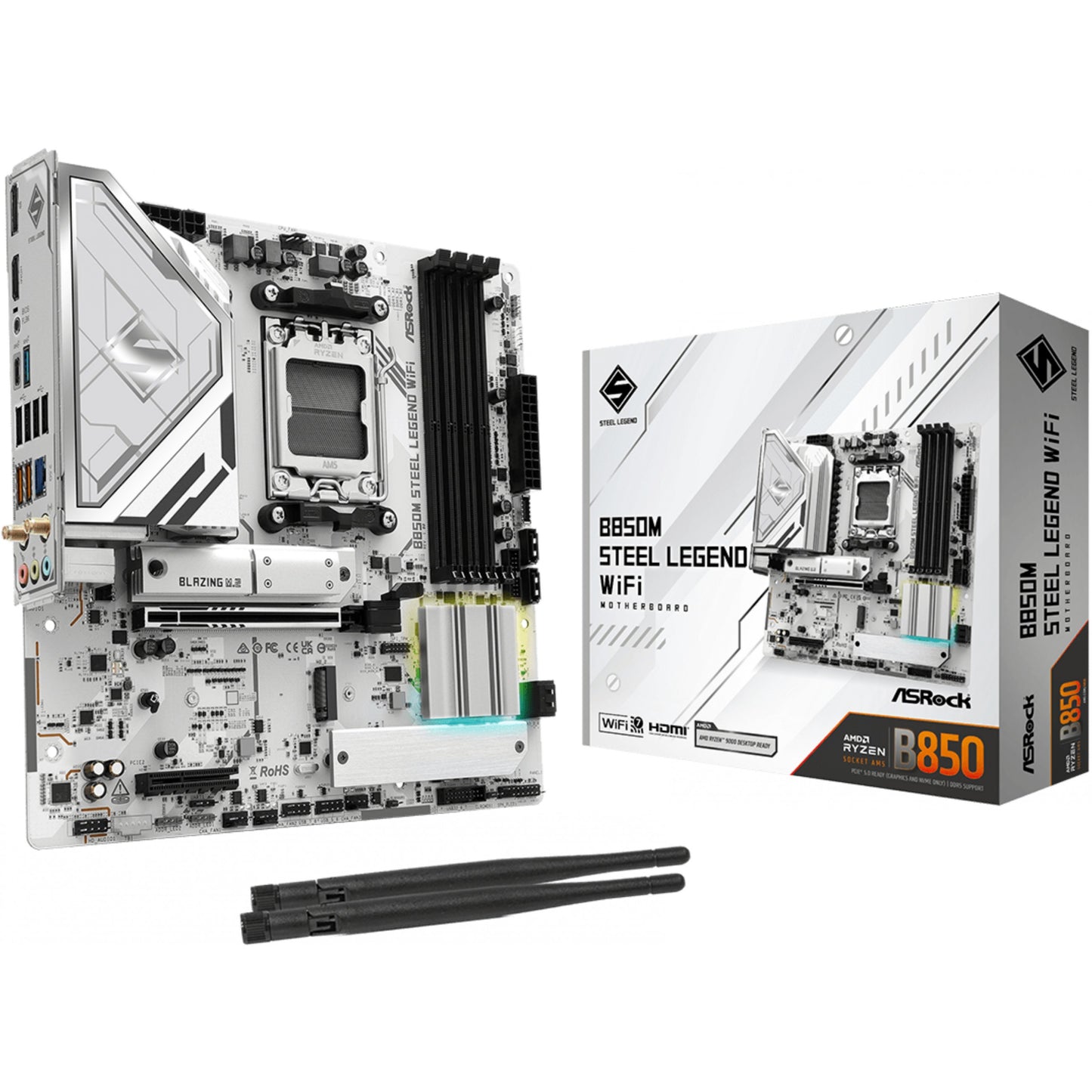 Asrock B850M Steel Legend WiFi. AMD. Podnožje AM5. AMD Ryzen 7000 serija. AMD Ryzen 8000 serija. AMD Ryzen 9000 serija. Podnožje AM5. DDR5 SDRAM. 256GB
