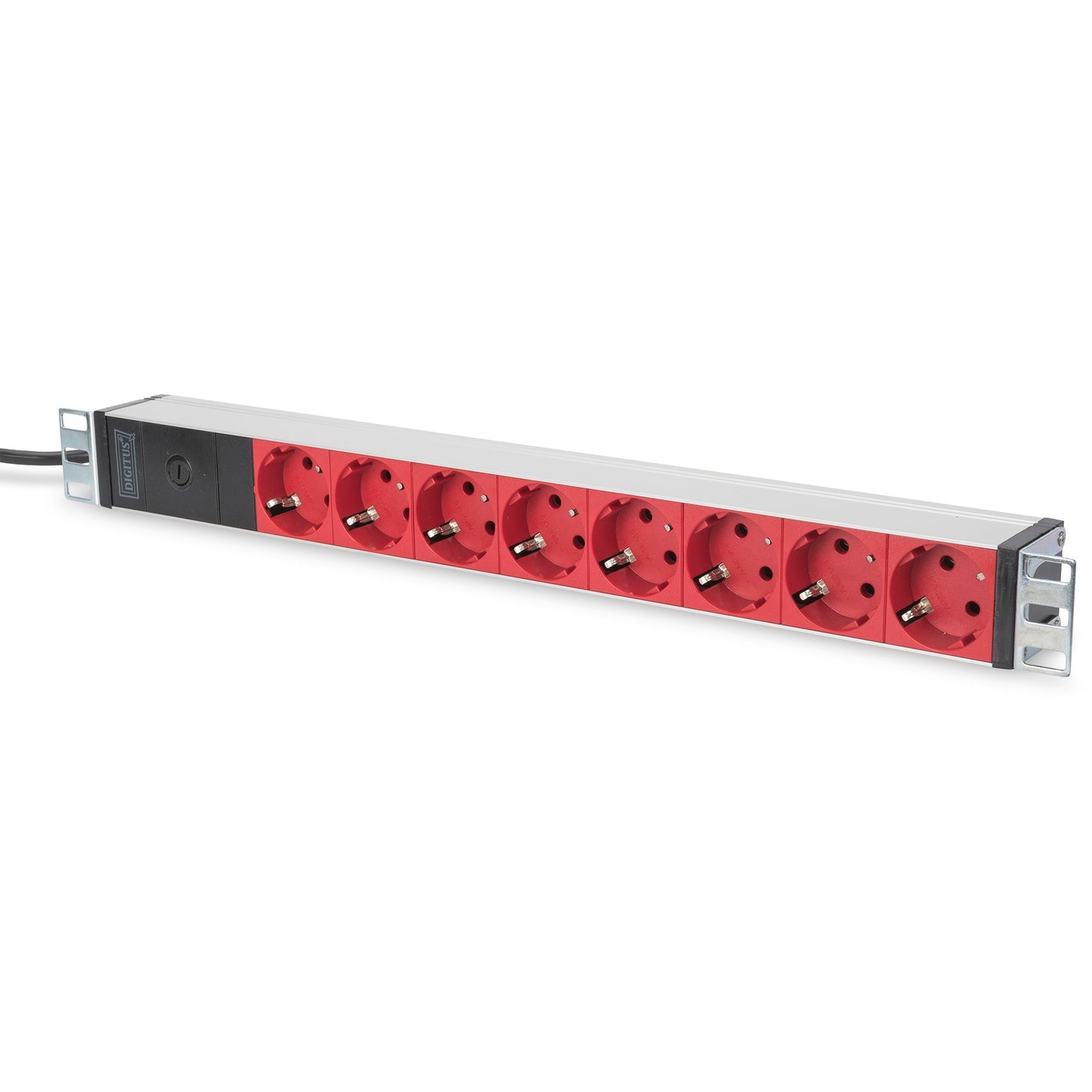 Digitus produžni kabel s aluminijskim profilom i integriranim osiguračem. 8-polna sigurnosna utičnica. 2 m kabel s IEC C14 utikačem. Standardno. 0U/1U. Horizontalno. Aluminij. Crna. 8 AC utičnica.