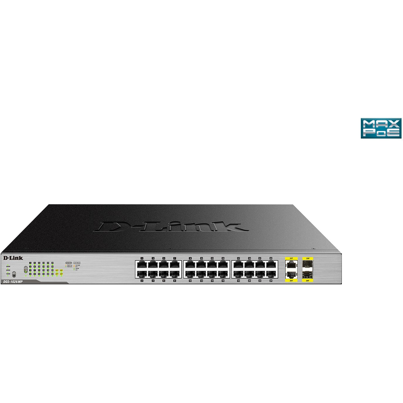 D-Link DGS-1026MP. Neupravljan. Gigabit Ethernet (10/100/1000). Napajanje preko Etherneta (PoE). Ugradnja u rack.