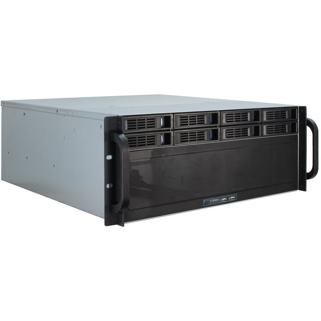 Inter Tech 4U-4408. Rack. Server. Crna. Srebrna. ATX. EATX. mikro ATX. Mini ITX. SSI EEB. Čelik. 4U