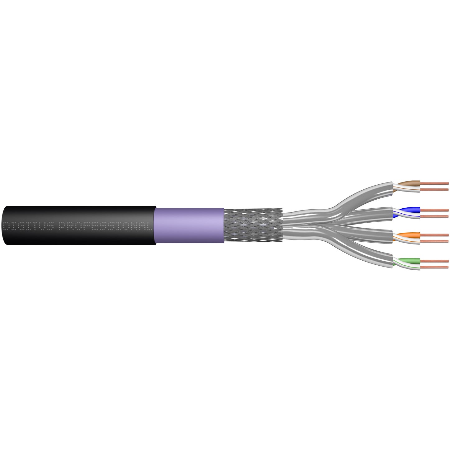 Digitus CAT 7 S/FTP podatkovni kabel - podzemni kabel. 100 m. Simplex. P.E. 100 m. Cat7. S/FTP (S-STP). Crni