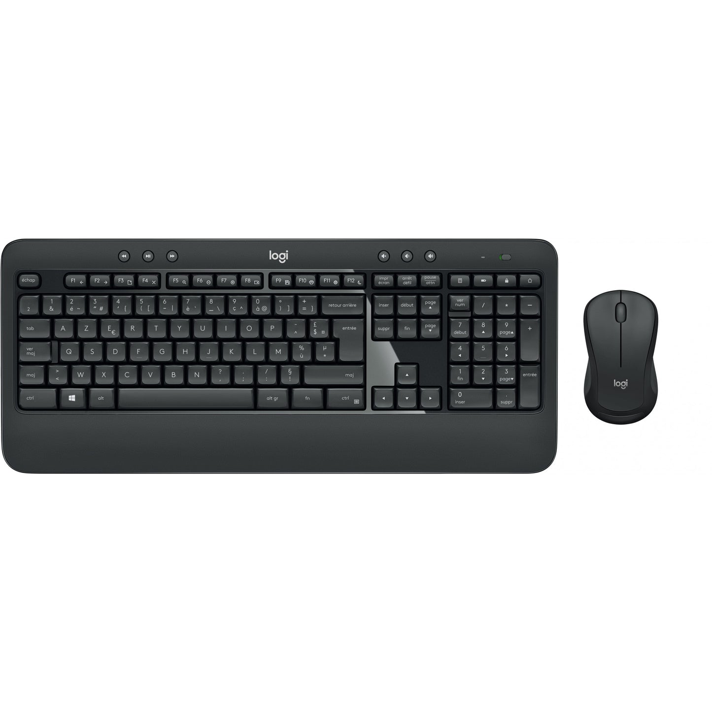 Logitech 920-008678. Bežični. RF bežični. Membranski prekidač. AZERTY. Crna. Bijela. Miš uključen.