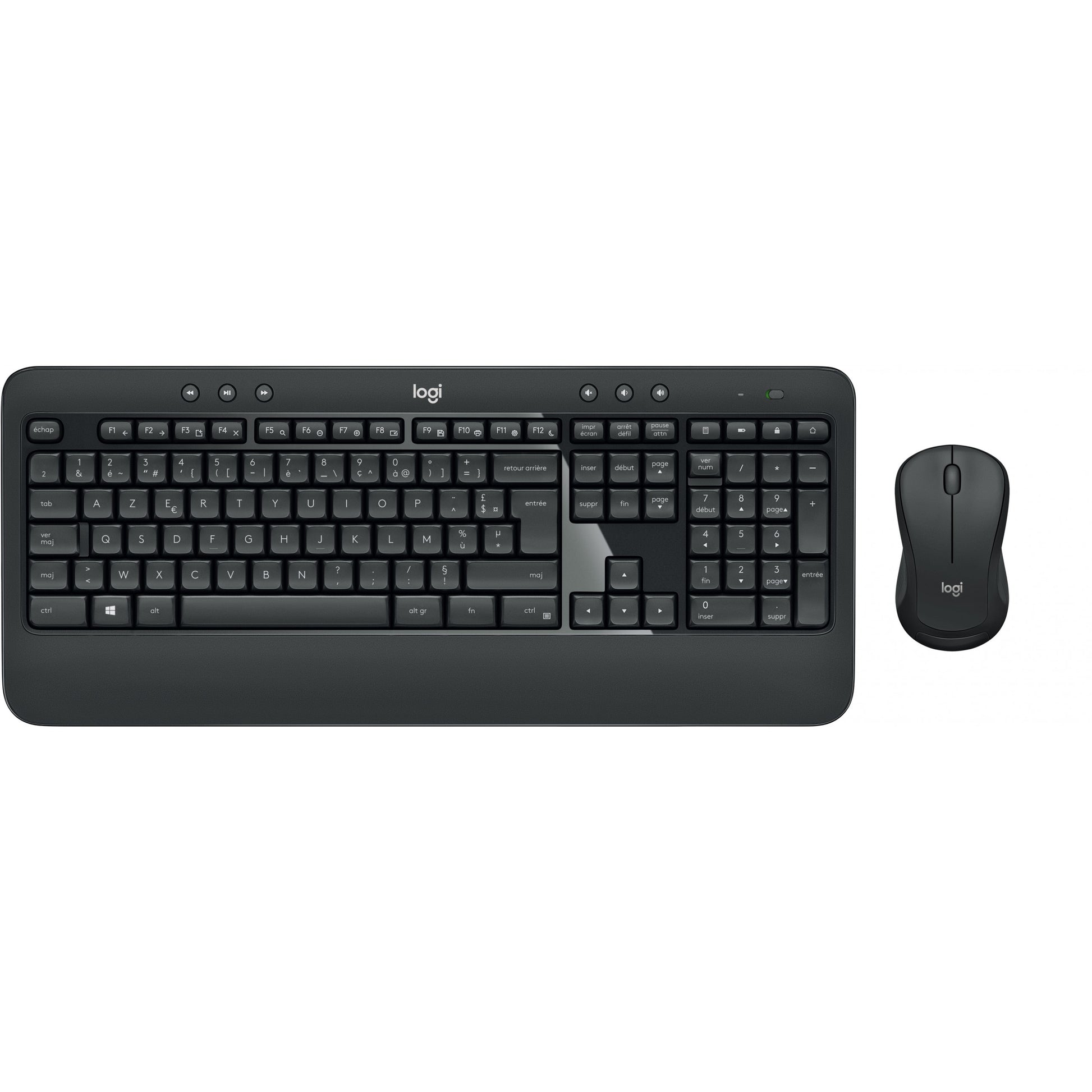 Logitech 920-008678. Bežični. RF bežični. Membranski prekidač. AZERTY. Crna. Bijela. Miš uključen.