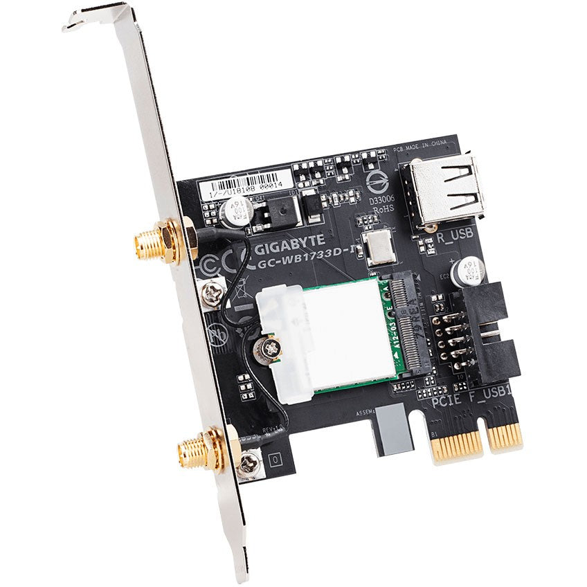 GIGABYTE GC-WB1733D-I. Ugrađeno. Bežično. PCI Express. WLAN / Bluetooth. Wi-Fi 5 (802.11ac). 1733 Mbps
