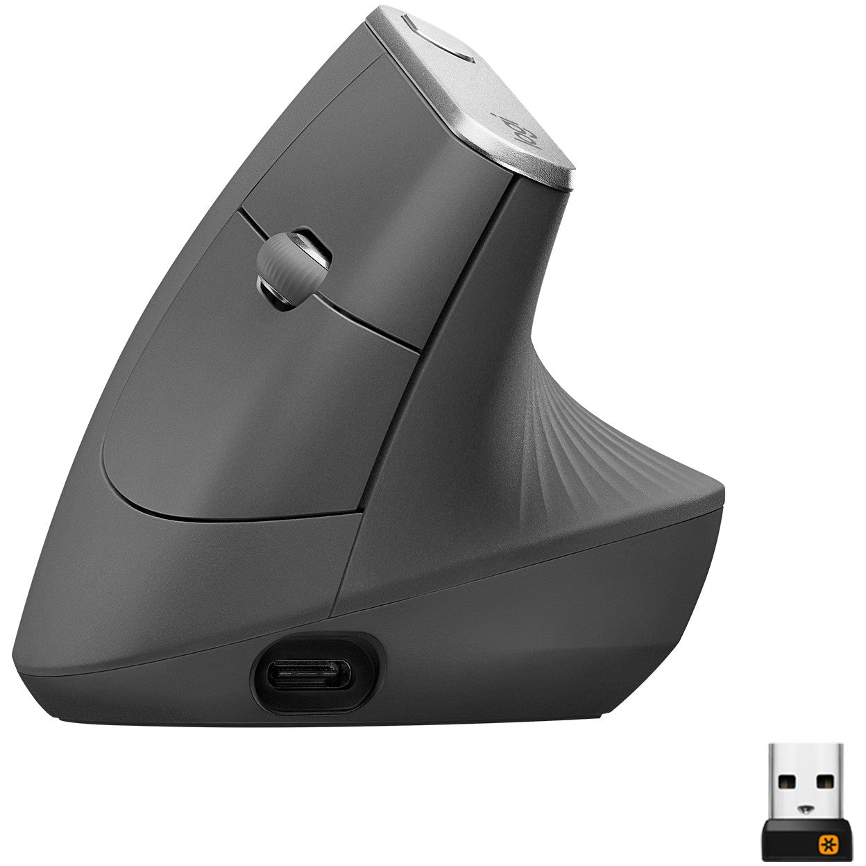 Logitech MX vertikalna. Desna. Optička. RF bežična + Bluetooth. 4000 DPI. Grafitna.