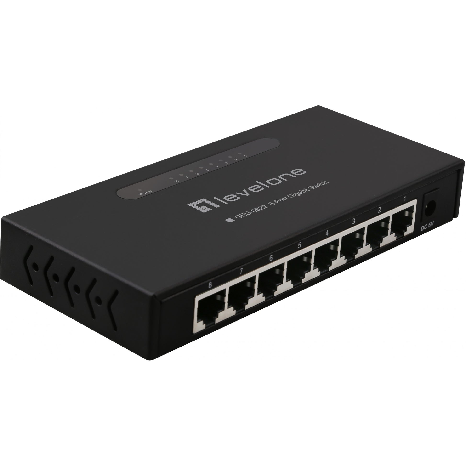 LevelOne 8-portni gigabitni Ethernet prekidač. Neupravljan. Gigabitni Ethernet (10/100/1000). Montaža na zid.