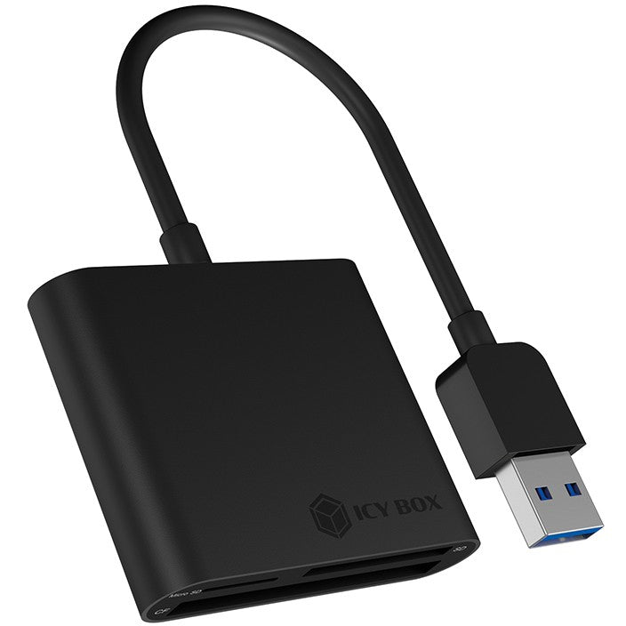ICY BOX IB-CR301-U3 Eksterni citac više kartica (CF, SD, microSD) sa USB 3.2 Gen 1 host portom. CF, MicroSD (TransFlash), SD, SDHC, SDXC. Crni. 5000 Mbit/s. 2 GB. USB 3.2 Gen 1 (3.1 Gen 1). 44 mm