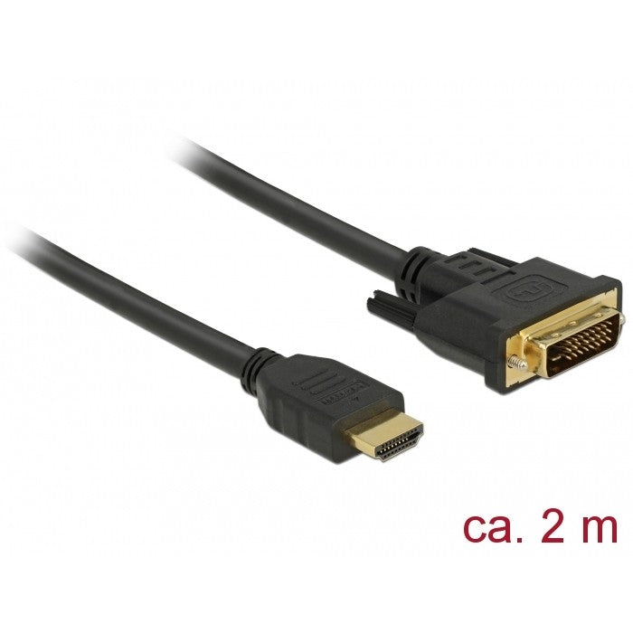 DeLOCK 85654. 2 m. HDMI Tip A (Standardni). DVI. Muški. Muški. Ravni.