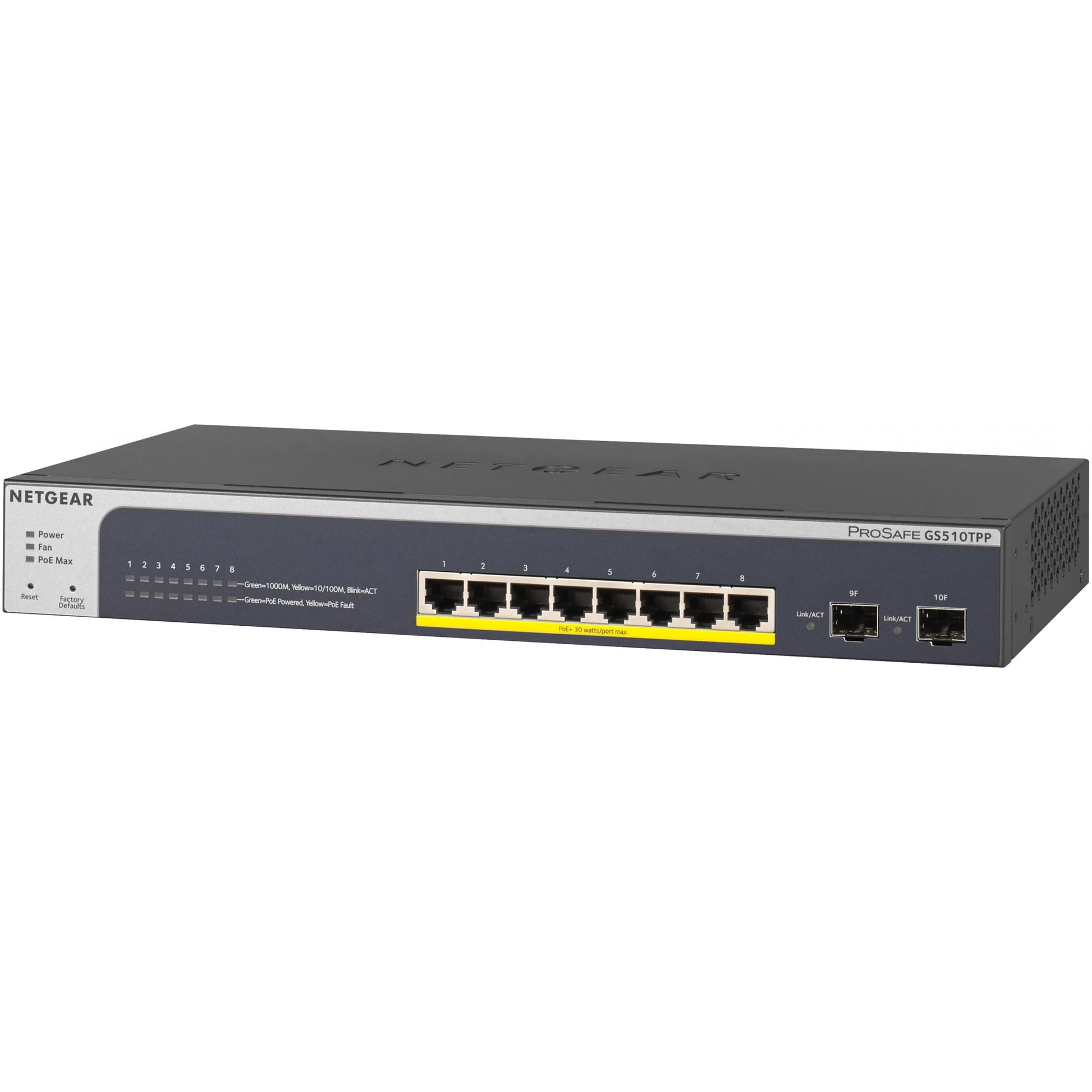 NETGEAR GS510TPP. Upravljani. L2/L3/L4. Gigabit Ethernet (10/100/1000). Puni dupleks. Napajanje preko Etherneta (PoE). Montaža u rack.