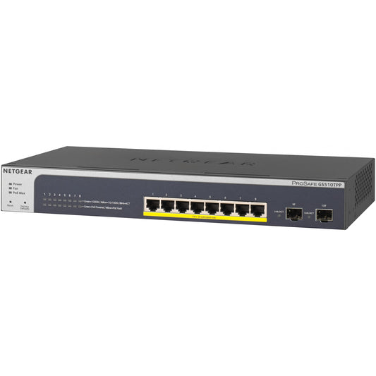 NETGEAR GS510TPP. Upravljani. L2/L3/L4. Gigabit Ethernet (10/100/1000). Puni dupleks. Napajanje preko Etherneta (PoE). Montaža u rack.