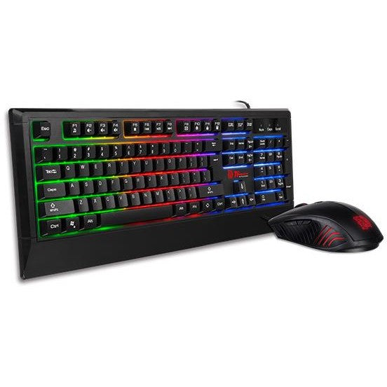Tt eSPORTS Challenger Combo. Žični. USB. Membranski prekidač. LED. Crni. Miš uključen.